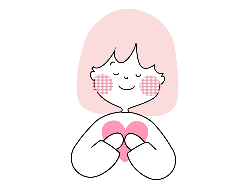 ハートを抱え微笑む女の子