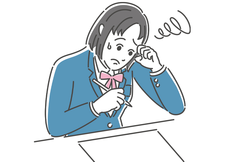テストを受ける女子高生