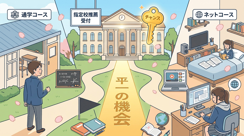 通学コースもネットコースも平等にチャンスは有る