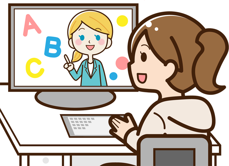 ネット学習をする女の子