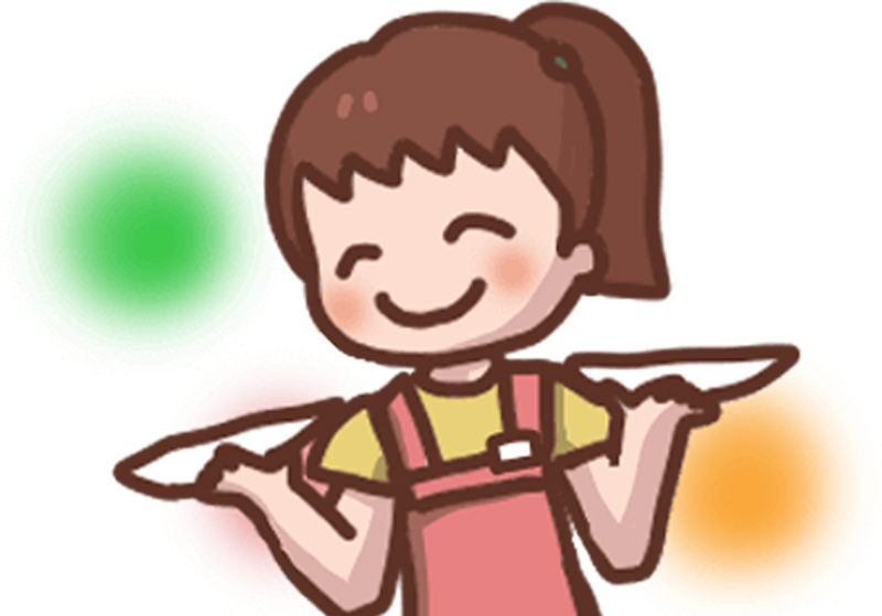 飲食店でアルバイトする女の子