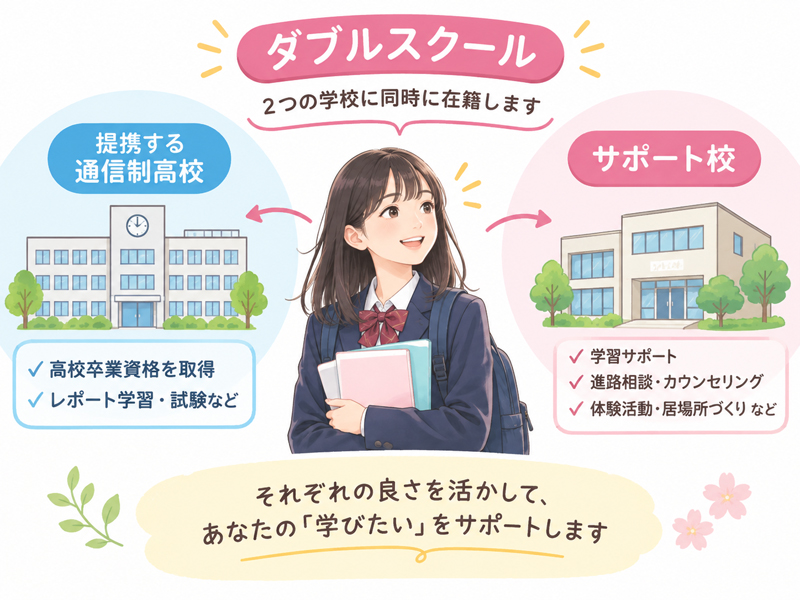 ダブルスクール２つの学校に同時に在籍します